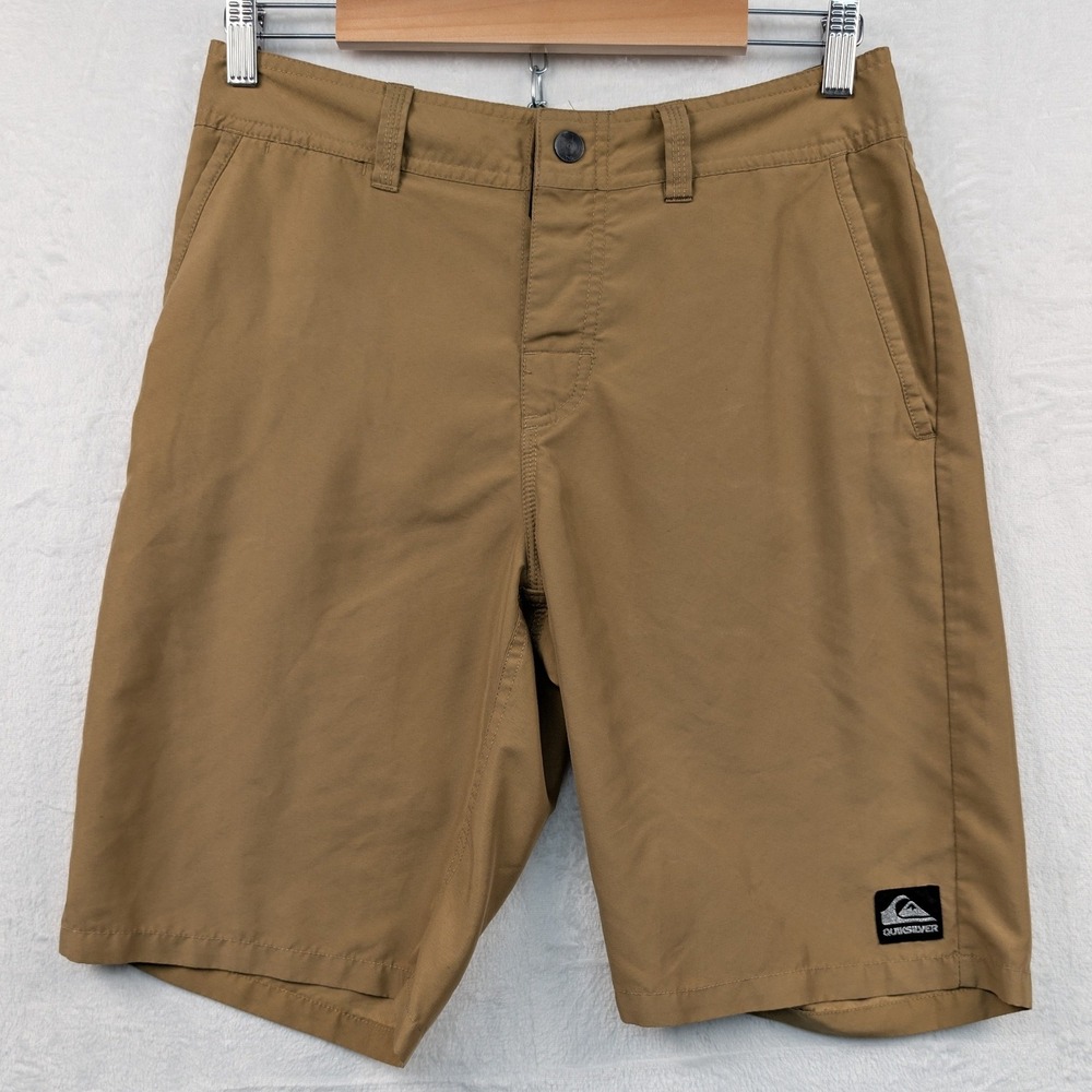 Quiksilver Hybrid Shorts Men's 32 Tan Brown 11" Amphibian Surf Outdoor Quick Dry